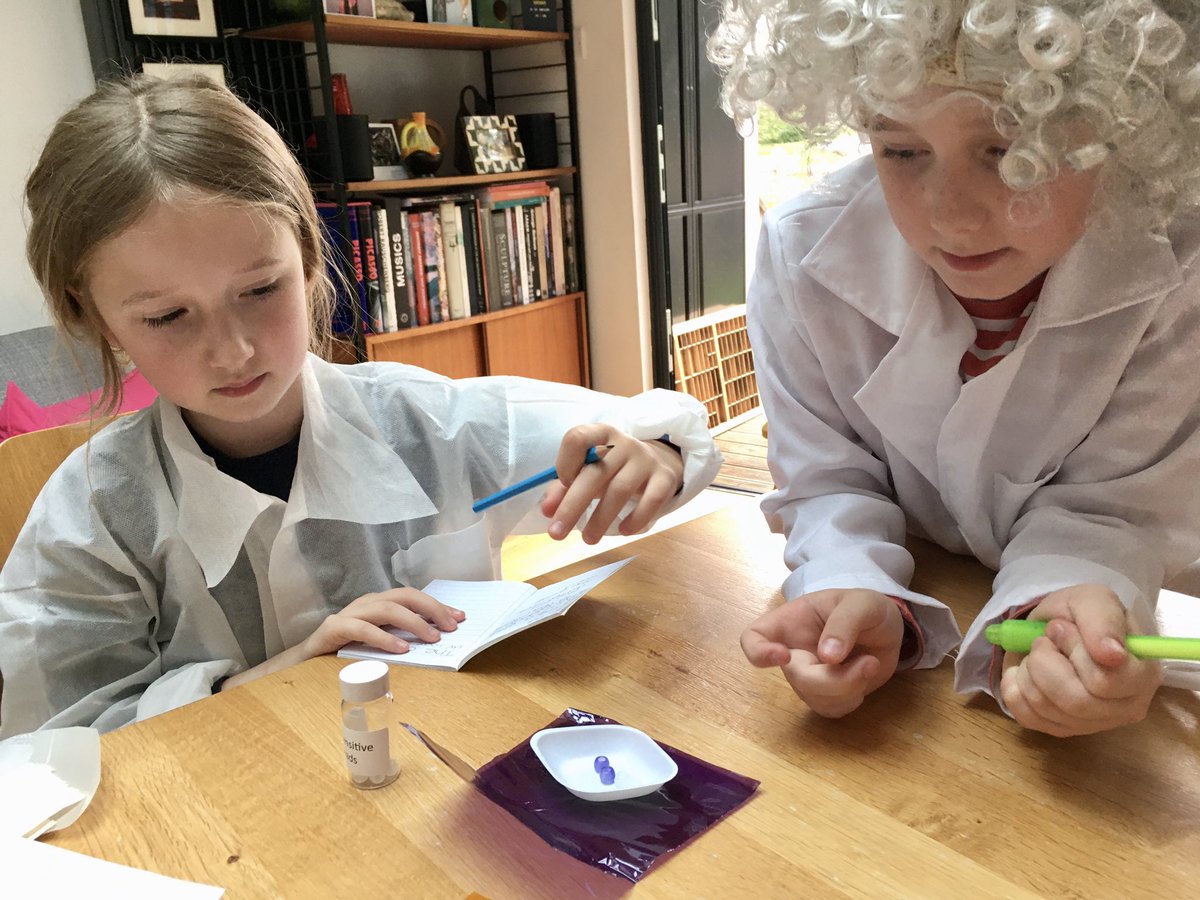FrImprov's tweet photo. #cocomad Scientists Freda and Jasper Coates experimenting. @CotteridgeS @CotteridgePark @RoySocChem https://t.co/pZxJDDu1oK