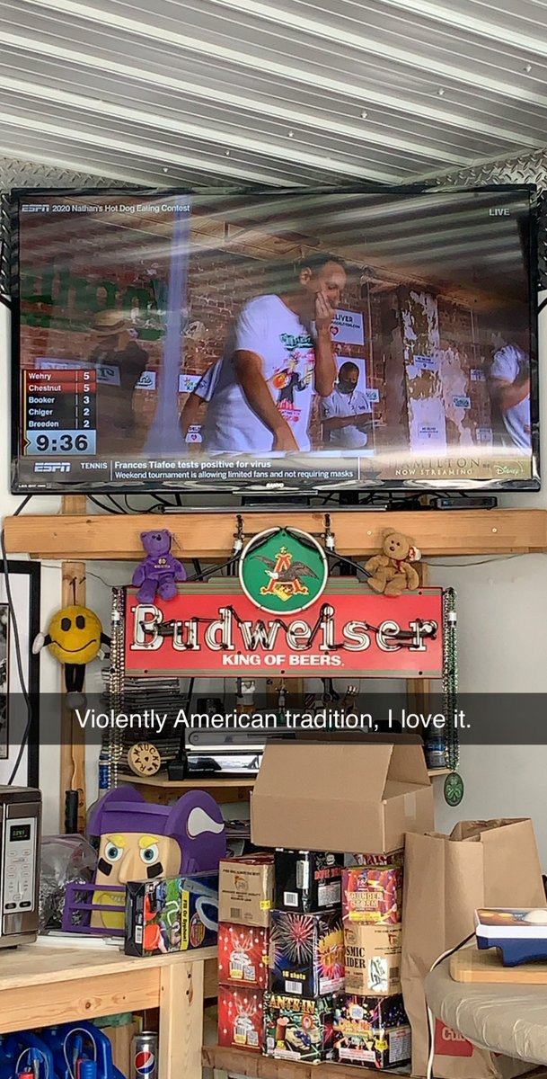 Heffron18's tweet photo. We just witnessed history and a new world record. I love it. #NathansHotDogEatingContest https://t.co/fg42kenl24