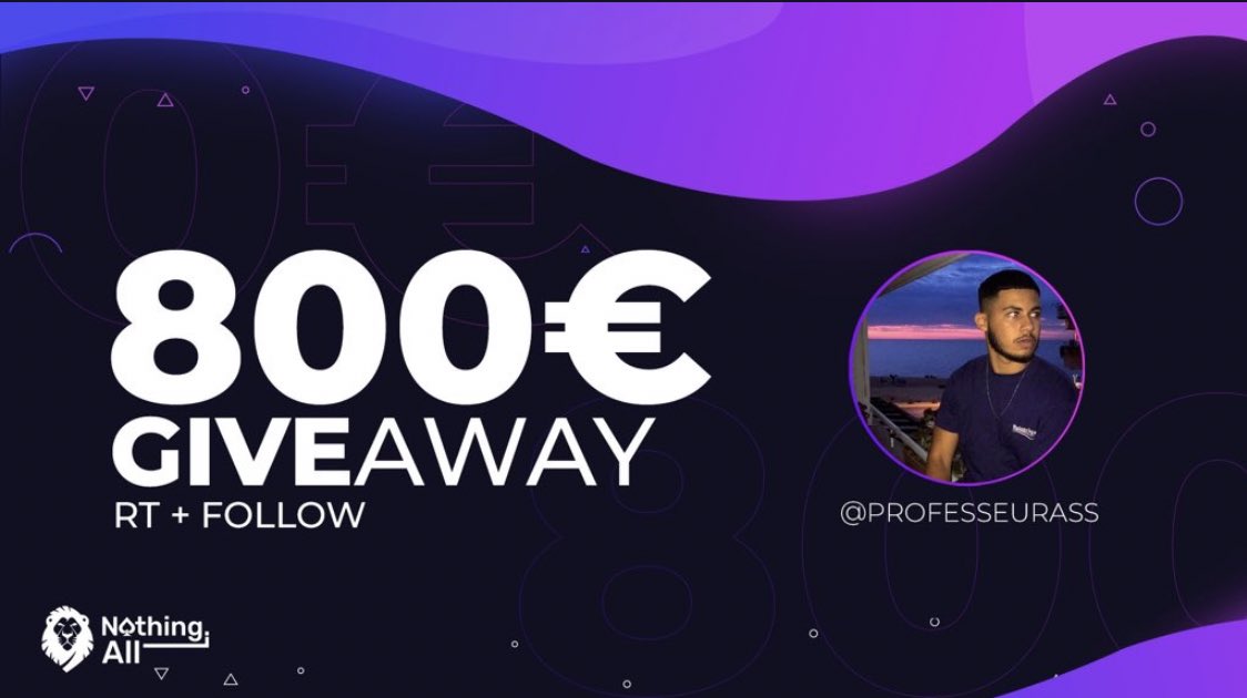 🎁Giveaway 800€ 🎁

800€ cash à gagner avec <a href="/Nothing_2_All/">Nothing2All</a> !

Il suffit pour participer de:

🔁RT le tweet
🌐Visiter nothing2all.com
➕Follow <a href="/Nothing_2_All/">Nothing2All</a> 
➕ 👪Tag 2 amis

Tirage dans 1 semaine

🔞Les jeux d'argents sont dangereux faites attention 🔞