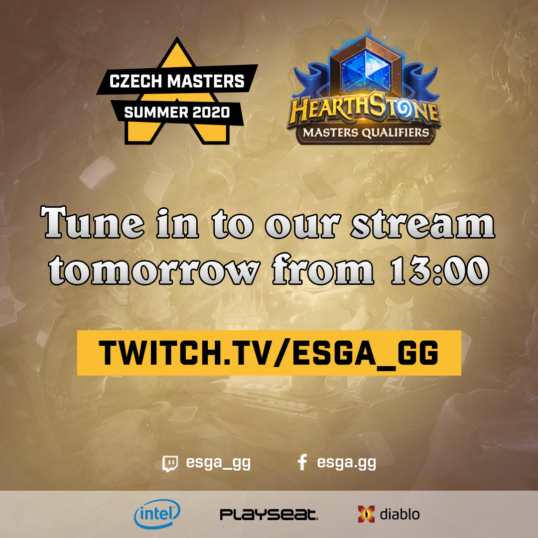 Second stream from Czech Hearthstone Masters as part of Masters Tour Montreal qualification starts tomorrow at 1 pm, tune in here: twitch.tv/esga_gg with <a href="/MrRybkaPipka/">RastaFish_HS</a> and @PandappleHS as casters!