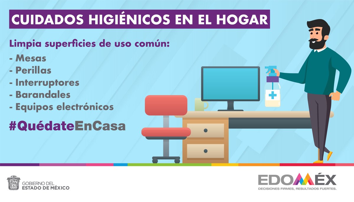 Edomex's tweet photo. Es importante reforzar las medidas de higiene en el hogar durante la contingencia por #Covid_19mx. #RegresoSeguroEdoméx https://t.co/VB3dj81XSf