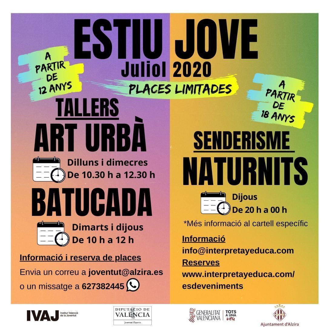 **ESTIU JOVE JULIOL 2020**
#Alzira
<a href="/AlziraTurismo/">Alzira Turismo</a> <a href="/AjuntAlzira/">Ajuntament Alzira</a>