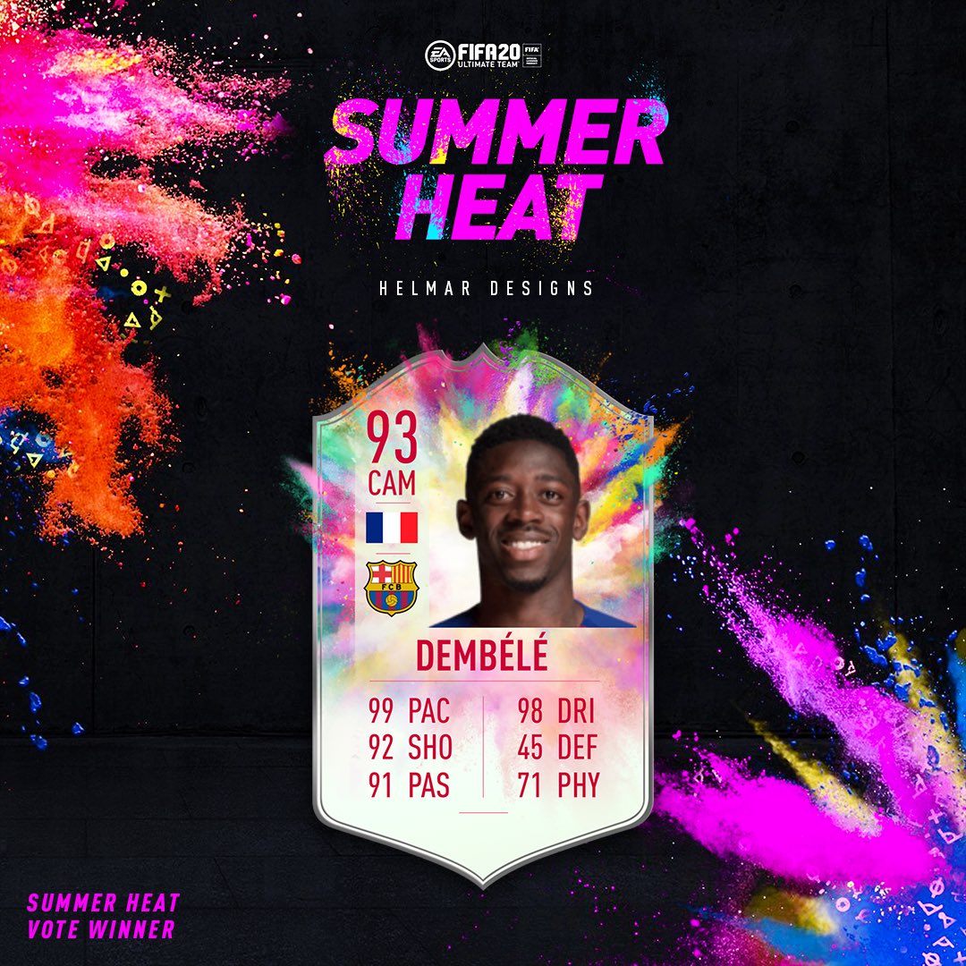 Helmar Designs Sur Twitter Ousmane Dembele Has Won The Position Swap Summer Heat Vote His Sbc Has Been Released Elsewhere Foden S Summer Showdown Card Has Been Upgraded