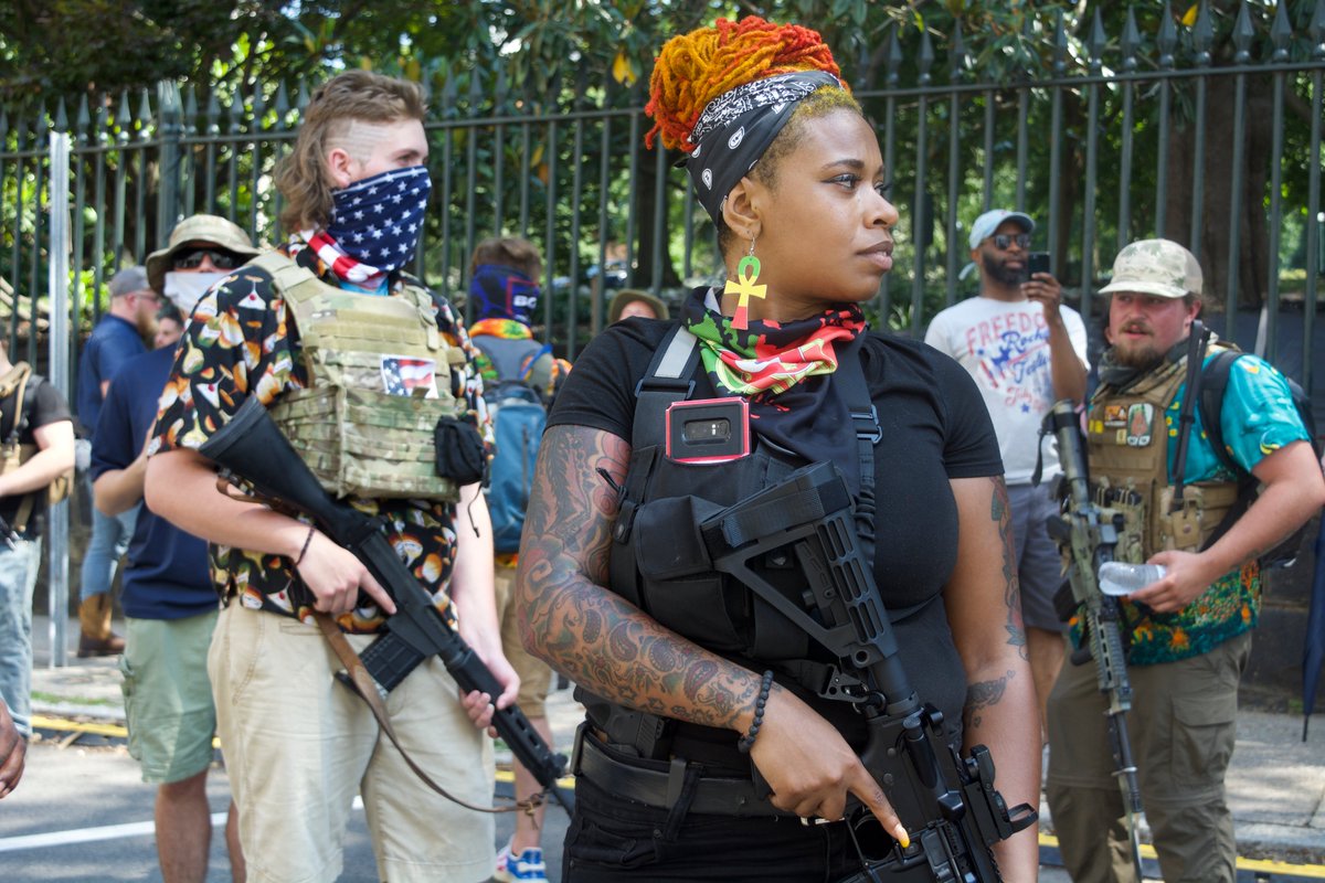 Today armed Black Lives Matter and "boogaloo" protesters joined forces for an open carry rally against police violence and government overreach. I'll have HD video up ASAP, but here are some photos I snapped today.Betcha didn't see this on cable news today.