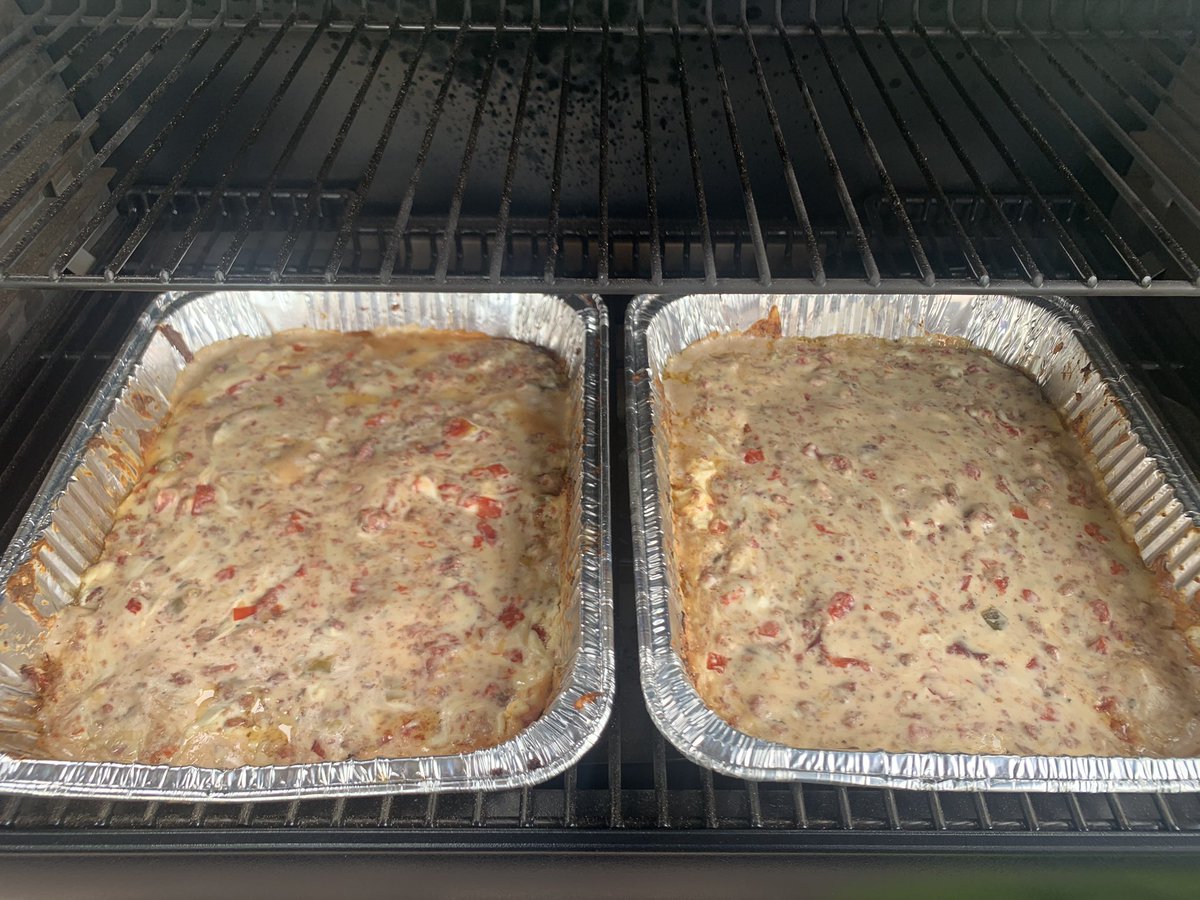 Smoked queso on the Traeger.