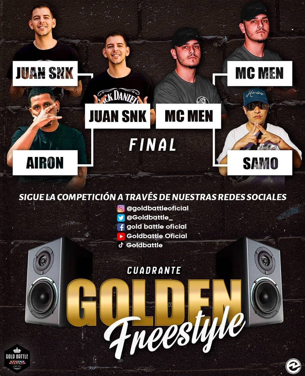 InfoFreestyle2's tweet photo. ¡LOS 2 GOLDEN! 🏅
GOLDEN FREESTYLE, la competencia online organizada por GOLD BATTLE 🇪🇦, ya tiene definido sus finalistas.
-JUAN SNK 🇪🇸 VS MC MEN 🇪🇸
#GoldenFreestyle🇪🇦🌎 https://t.co/sTkGnSbRsa