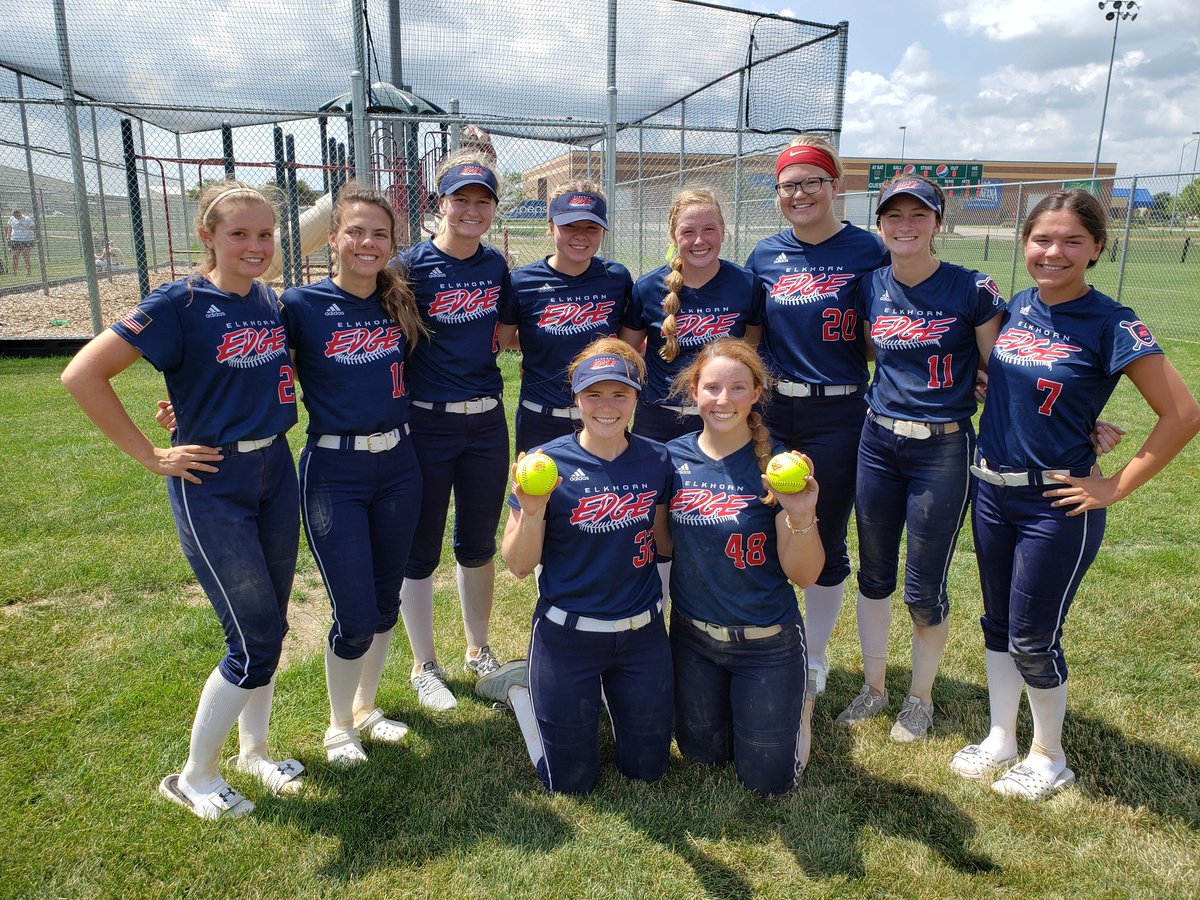 Elkhorn_Edge02's tweet photo. Round 1 win @nebraskasa Class A State!! The ladies collected 17 hits with @_clairelyons_  and @anna_prauner hitting💣!! @meganngarcia14 pitched her heart out! Game 2 at 6:30 tonight!! #FTG https://t.co/ocLfqRzg9F