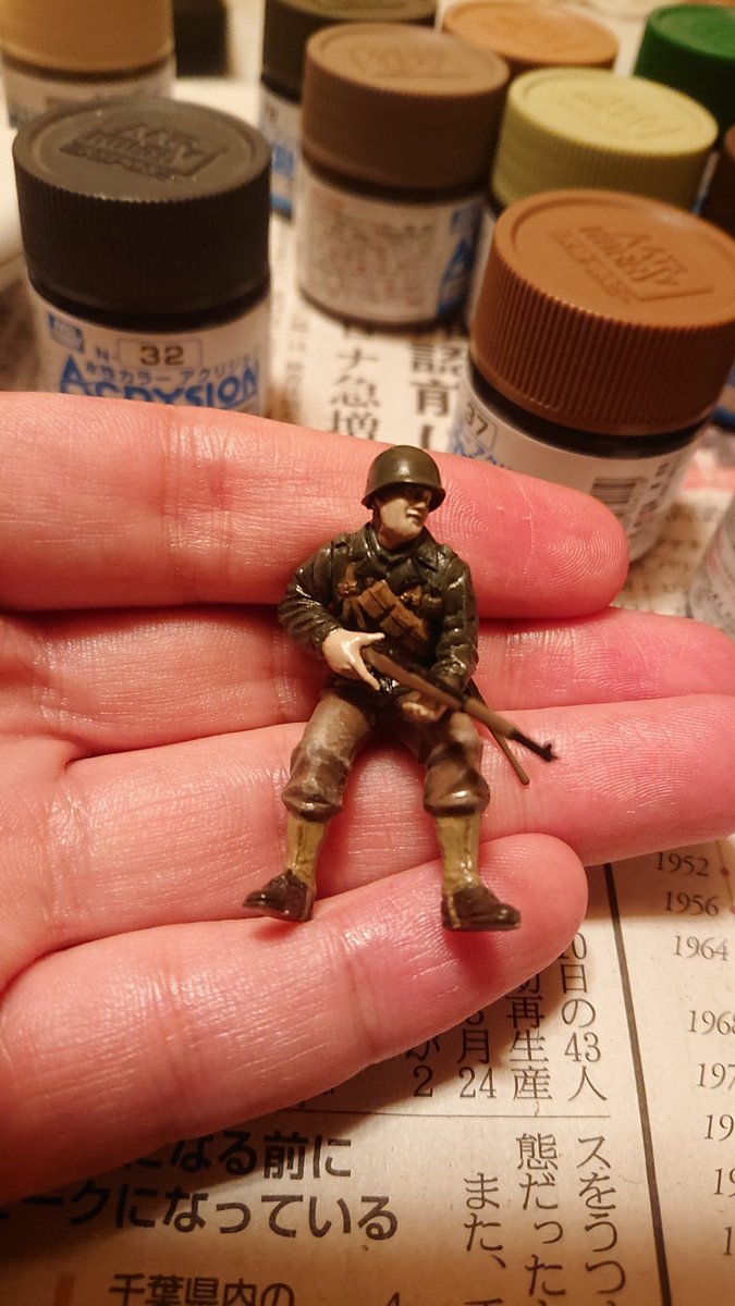 イヌジロー 川崎祐太 タミヤの1 35 アメリカ兵 塗装の練習にはもってこいですね ドライブラシに墨入れも慣れてきたかも ほんとは友人たちとタコ釣りに行こうと思ってましたが コロナが心配なのでやめました タミヤ アメリカ兵 プラモデル