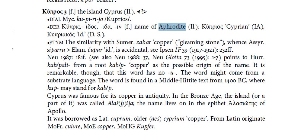 TIinExile's tweet photo. The nation Cyprus is named after ancient Greek Goddess Aphrodite.

There is not a single worshiper of Aphrodite on this Island today.

 "Copper" (Cyprium) got its name because it was abundantly available in Cyprus. https://t.co/tp8GaXAEkt