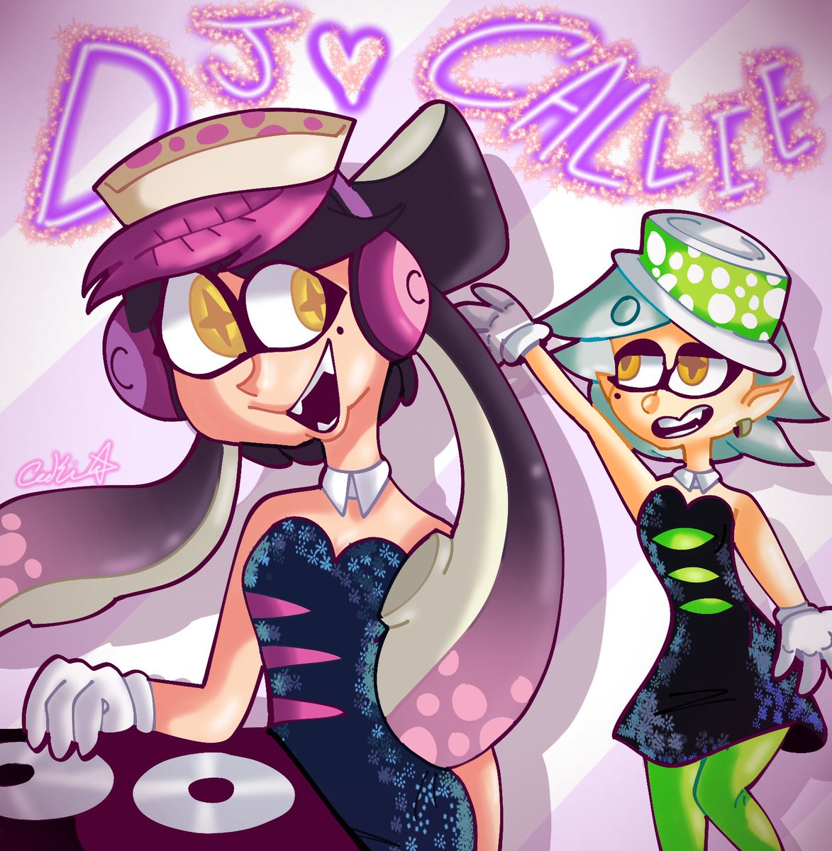 Michell94821110's tweet photo. DJ CALLIE WOOOOOO!!!! I drew this cuz for a long time I thought DJ Kaled was DJ Callie. Not anymore but I used to XD
#splatoon #squidsisters #splatoon2 https://t.co/0ViDQfqS6f