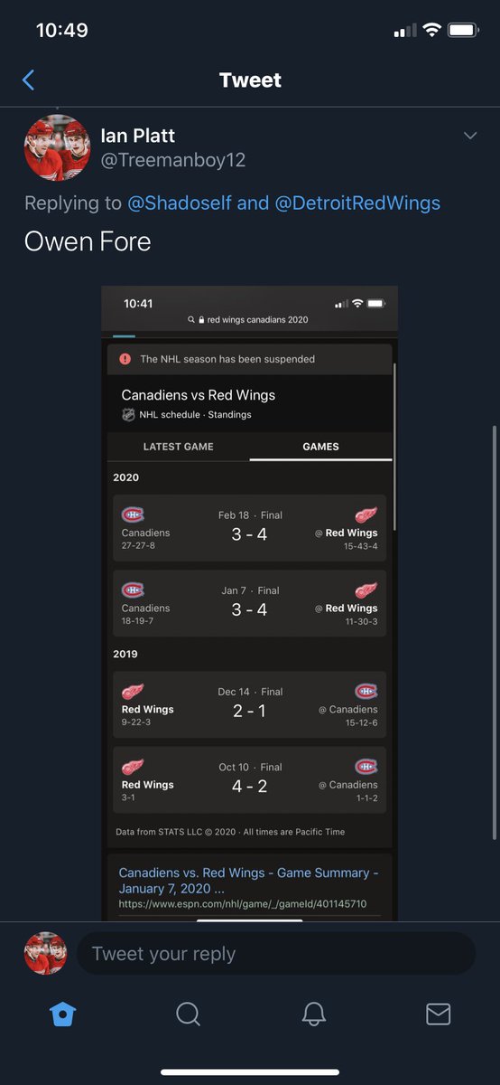 Treemanboy1's tweet image. Caught a Habs fan slipping on the Wings’ page.