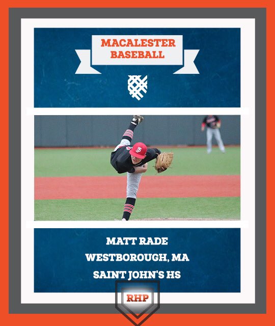 MacalesterBase's tweet photo. #MattAttack We are excited to announce a strong RHP from Westborough, MA! Welcome to @MacalesterBase Matt Rade! @SJHSbaseball @post397 #heymac #FutureScots https://t.co/zgOaIWWaAv