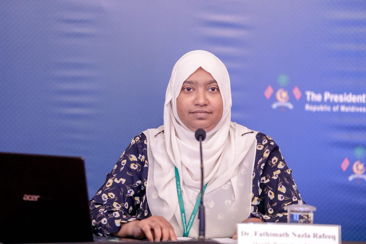 MoHmv's tweet photo. Dr. Fathimath Nazla Rafeeq, Snr. Medical Officer, HPA, has been appointed as the Spokesperson for Health Emergency Operation Centre for #COVID19. 
@HPA_MV https://t.co/oUBSfShfOD