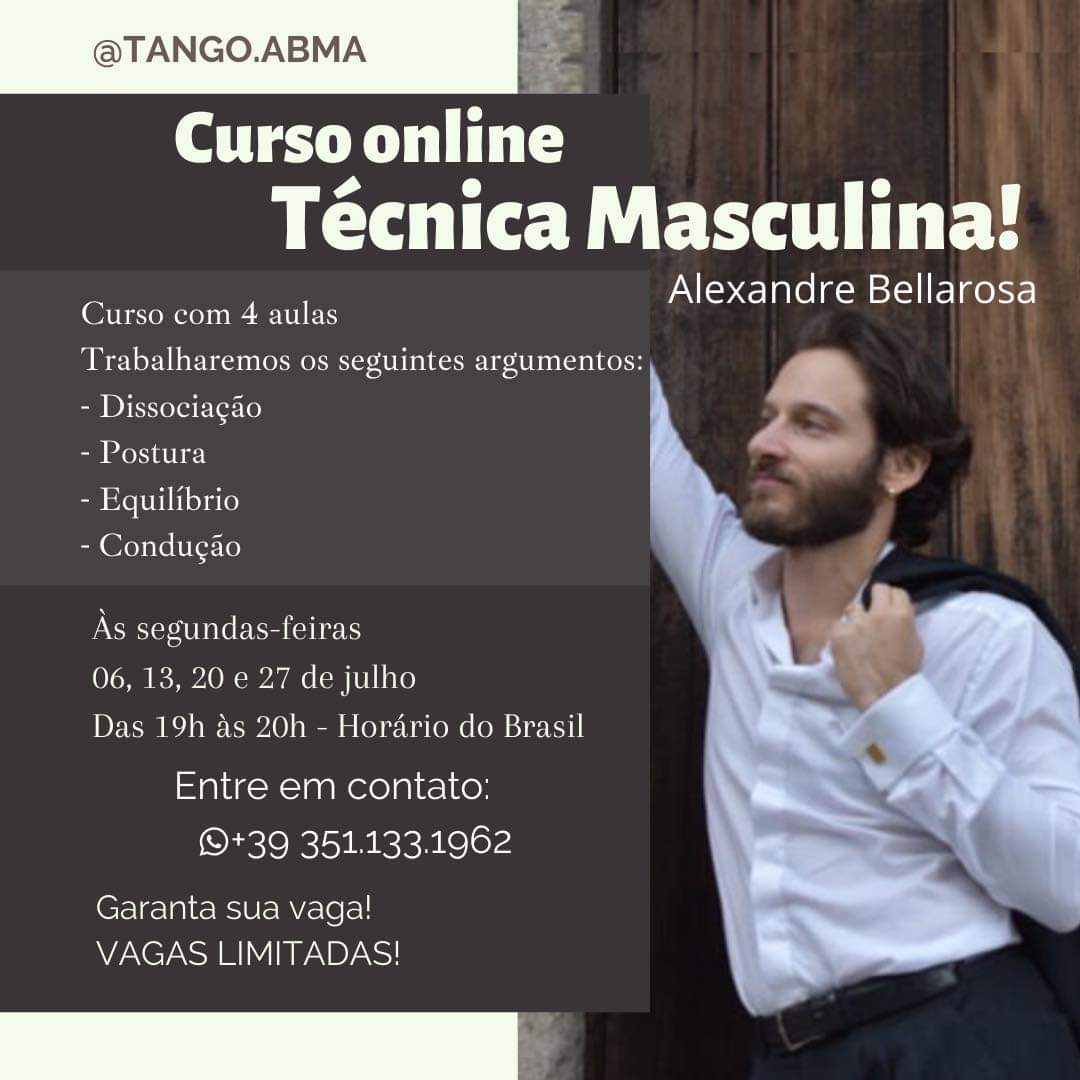 bellarosatango's tweet photo. Curso de tango online! 
TÉCNICA MASCULINA
 4 aulas 
Segundas-feiras das 19h às 20h 
🕺 https://t.co/tKY7SnLdqp
