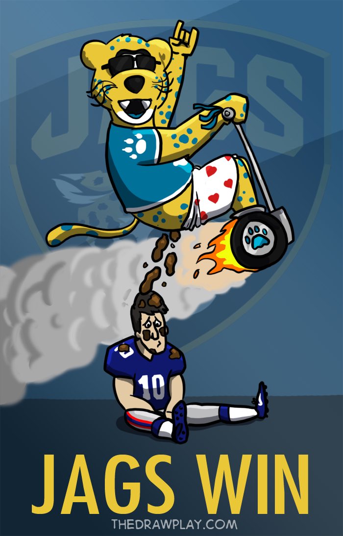 No. : The  #Jaguars were losing so badly against the  #Giants that  @DrawPlayDave said he’d draw a picture of  @JaxsonDeVille pooping on Eli Manning if we ended up winning.We ended up winning. https://www.bigcatcountry.com/2020/7/4/21313402/no-40-jacksonville-jaguars-win-25-24-over-new-york-giants