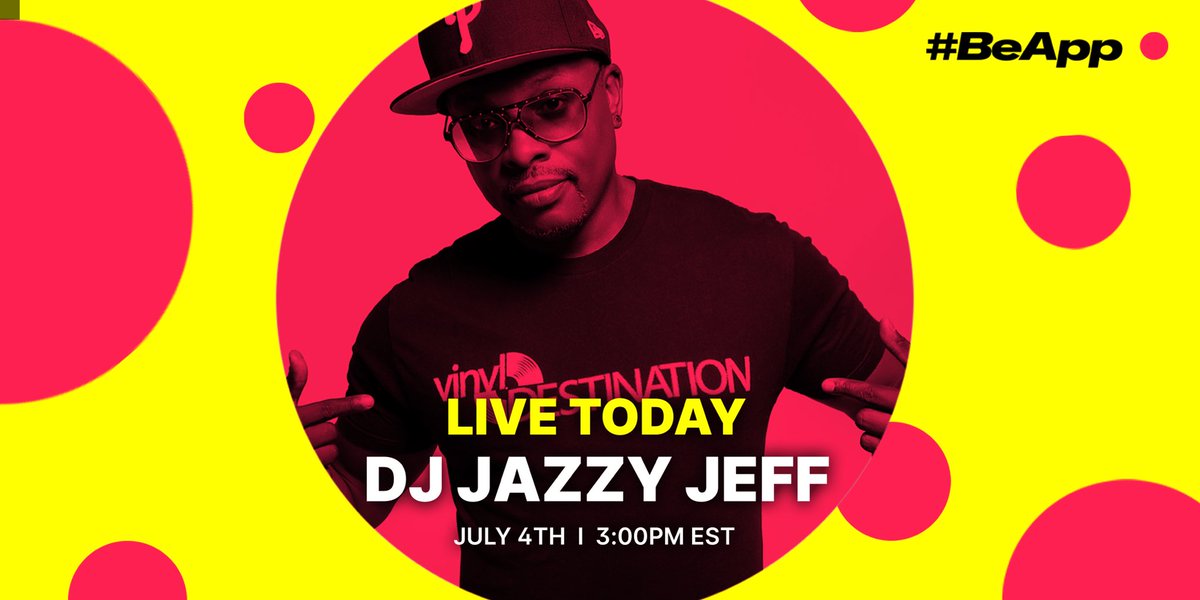 your 4th July is about to kick off with <a href="/djjazzyjeff215/">DJ Jazzy Jeff</a>🔥🎉

come thru for certified bangers on #BeApp. 3pm EST! 🇺🇸🙏