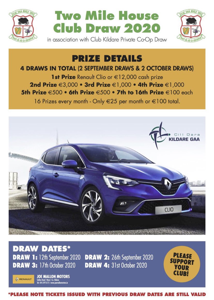 💛💚Tickets on sale now! 💛💚

Contact secretary.twomilehouse.kildare@gaa.ie or pro.twomilehouse.kidare@gaa.ie