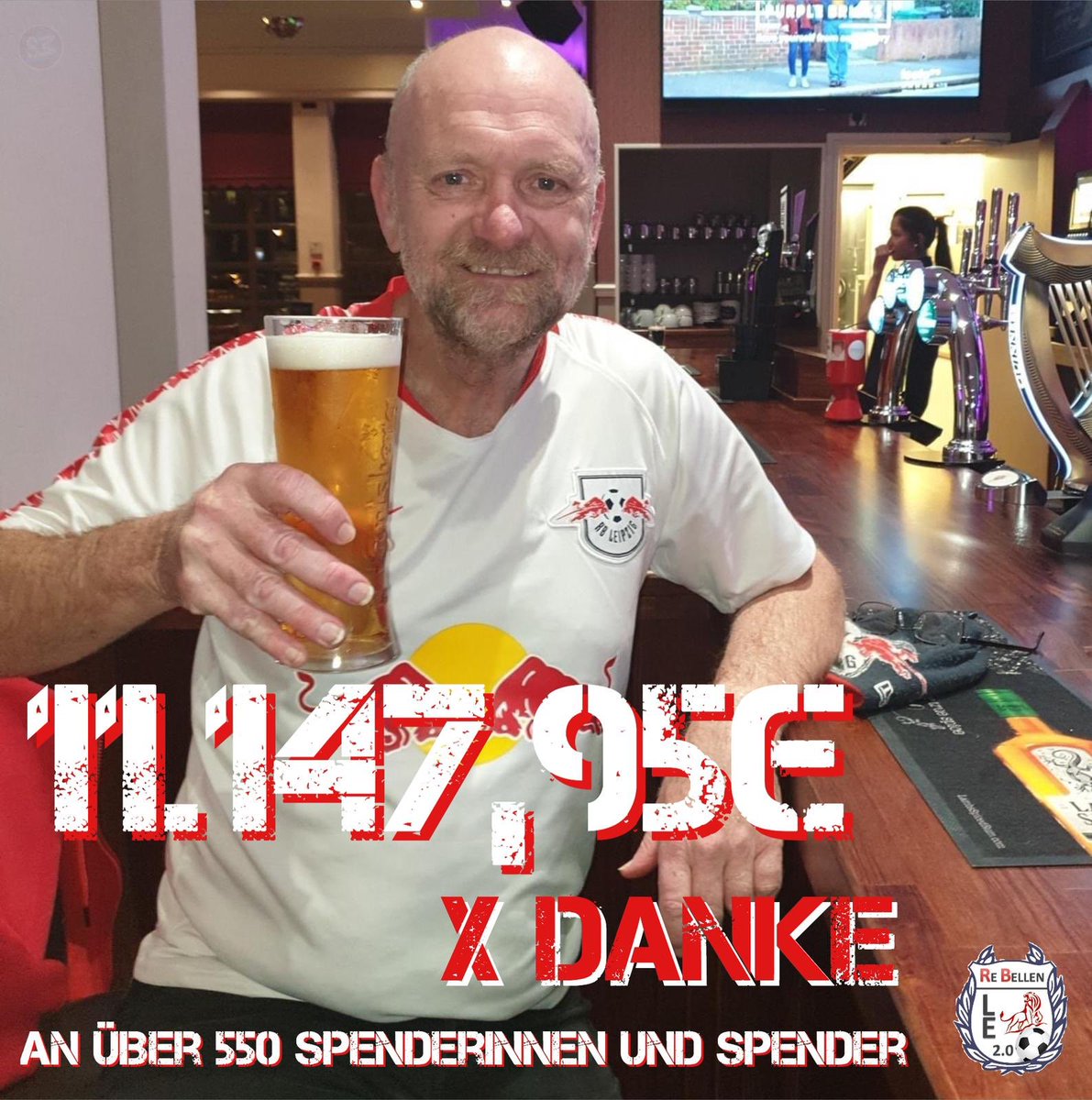 Liebe Freunde &amp; Spender,
Liebe RB Fan-Gemeinde &amp; Fanclubs
&amp; liebe Spender „außerhalb“ von RB ... 👏🏻

Uns fehlen die Worte. Wir sind sprachlos &amp; überglücklich zugleich für diesen grandiosen Zusammenhalt! 💪🏼💪🏼

#YoullNeverWalkAlone #StayTogether 🔴⚪️