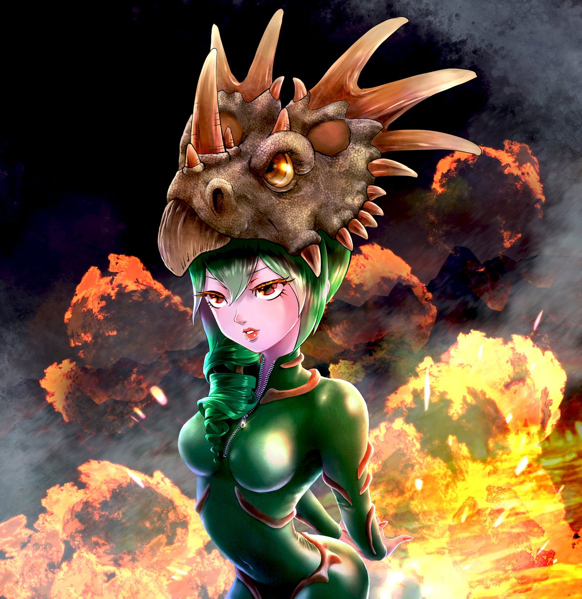 流セイヤ Studio Vigor イラストレーター Twitterren オリジナルイラスト 恐竜娘 スティラコサウルス 恐竜 女の子 イラスト オリジナル 創作