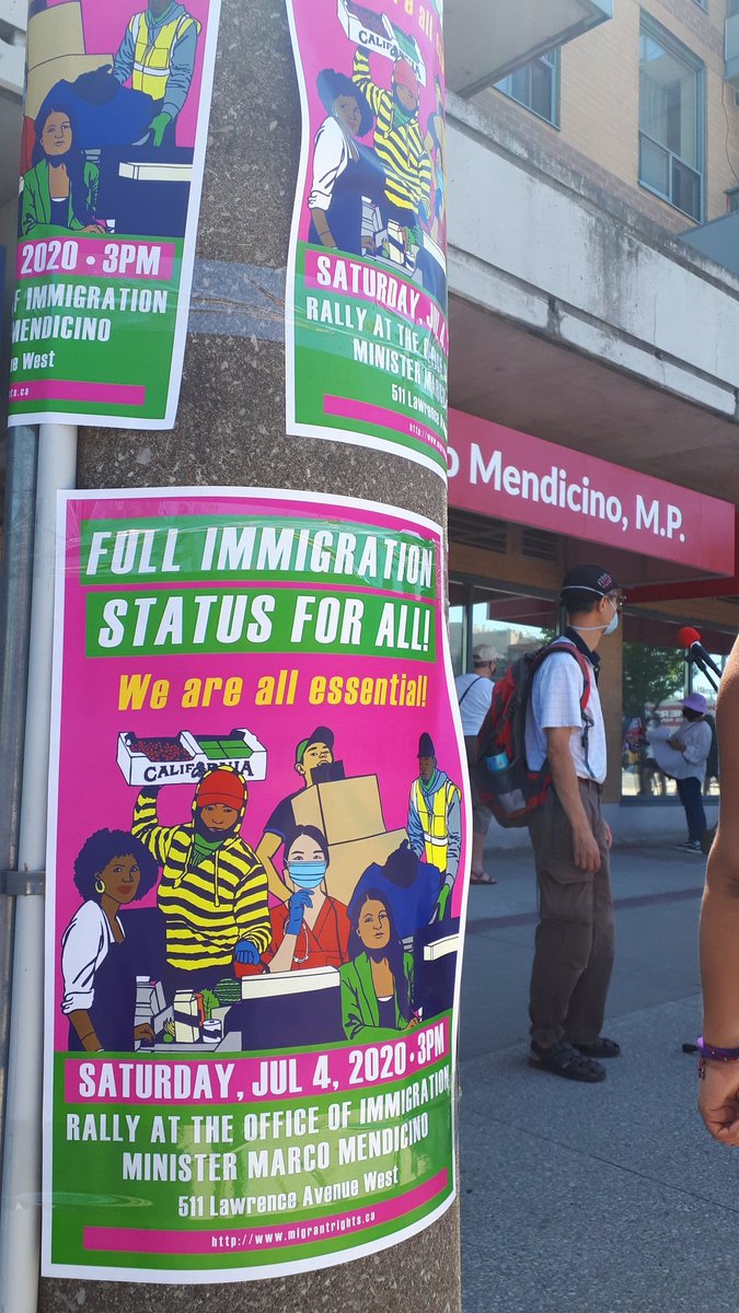 Starting in 30 minutes! Get down to  @marcomendicino's office at Lawrence W & Bathurst in Toronto to rally for full immigration  #StatusForAll - we are all essential!