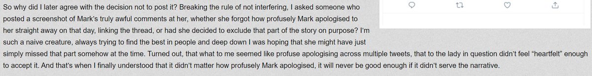 The post goes off the rails a bit here, segueing into Agnes' feeling forced to unfollow JK Rowling (weird flex, but okay) before referencing "profuse apologies". These, it emerges, weren't levied at Schwab and relate to an entirely separate incident. [8/14]