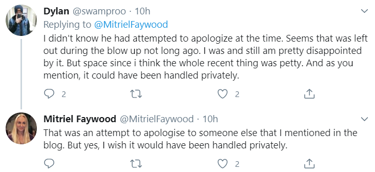 The post goes off the rails a bit here, segueing into Agnes' feeling forced to unfollow JK Rowling (weird flex, but okay) before referencing "profuse apologies". These, it emerges, weren't levied at Schwab and relate to an entirely separate incident. [8/14]