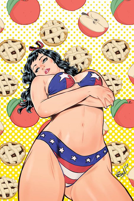 As American as Bettie Page 👑🍎🥧Happy 4th, Bettie babes & beaus!! 🇺🇸❤️
.
✨Art is from a variant cover for