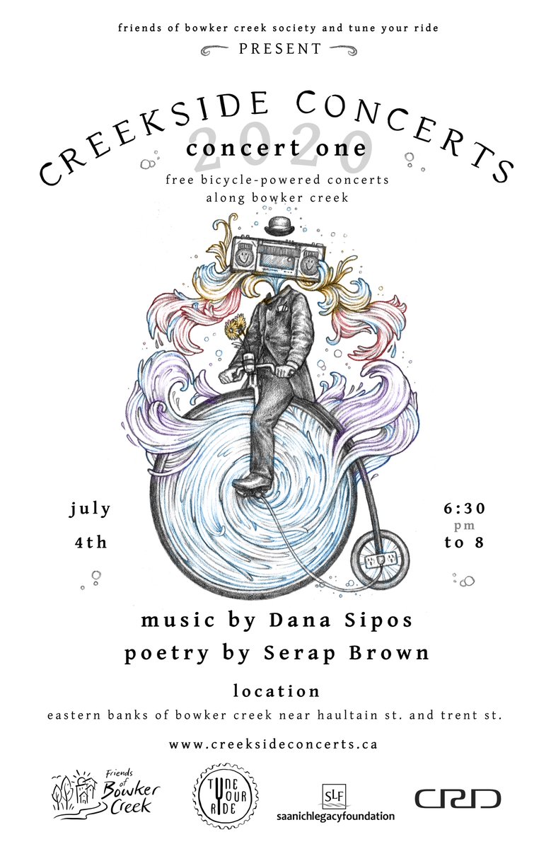 TuneYourRide's tweet photo. Creekside Concerts return to Lekwungen Territory this month for a second season. First concert is tonight and features music bike-powered music by @DanaSuppose. Check out the live stream here: https://t.co/iOsxRgLQMU https://t.co/60Lx0mp2PN