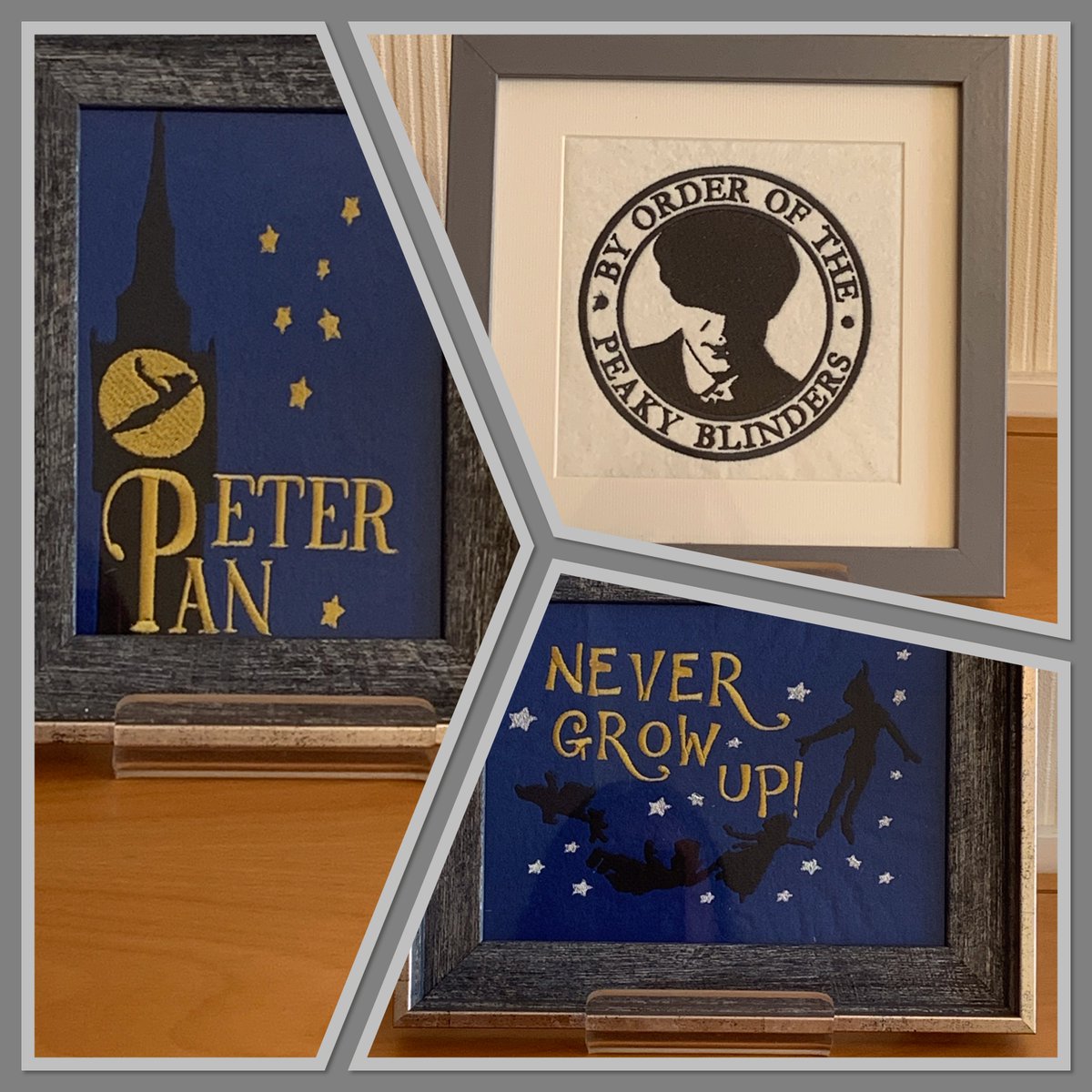 When he was a young lad #peterpan now he has grown #PeakyBlinders #handcrafted #supportlocal #supportsmall
#machineembroidered poctures