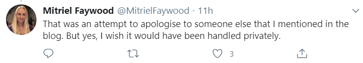 Agnes isn't totally wrong - we're all learning. But the drive for incidents like this to be "handled privately" is an attitude that's prevalent across a number of industries, and ultimately only serves to shield abusive men from the consequences of their actions. [13/14]