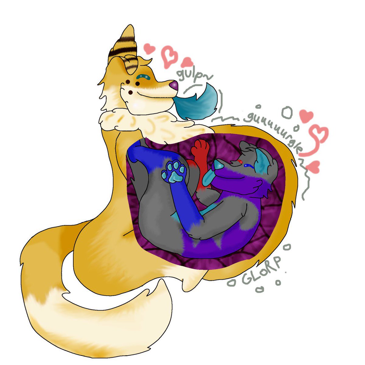 HarleyPupper's tweet photo. I’m thinking about changing my commission prices, what do y’all think would be fair for art like this? #vore #vorecommissions #furryvore https://t.co/yFsFIqtOnA