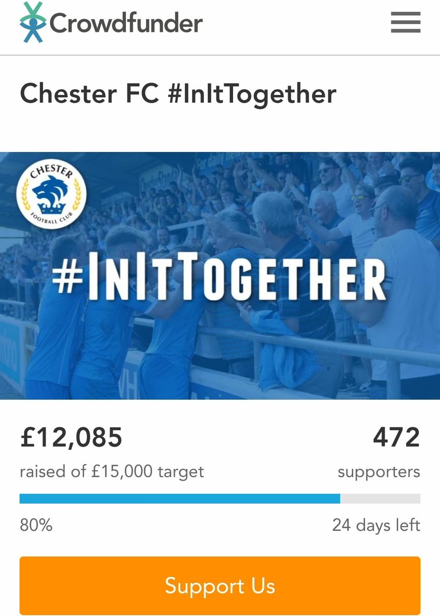 CFCFEWG's tweet photo. Nice to see the Play Off Crowdfunder total sneak past £12,000 - let's keep it going! #Target15K @ChesterFC https://t.co/jdT8g2SwDr