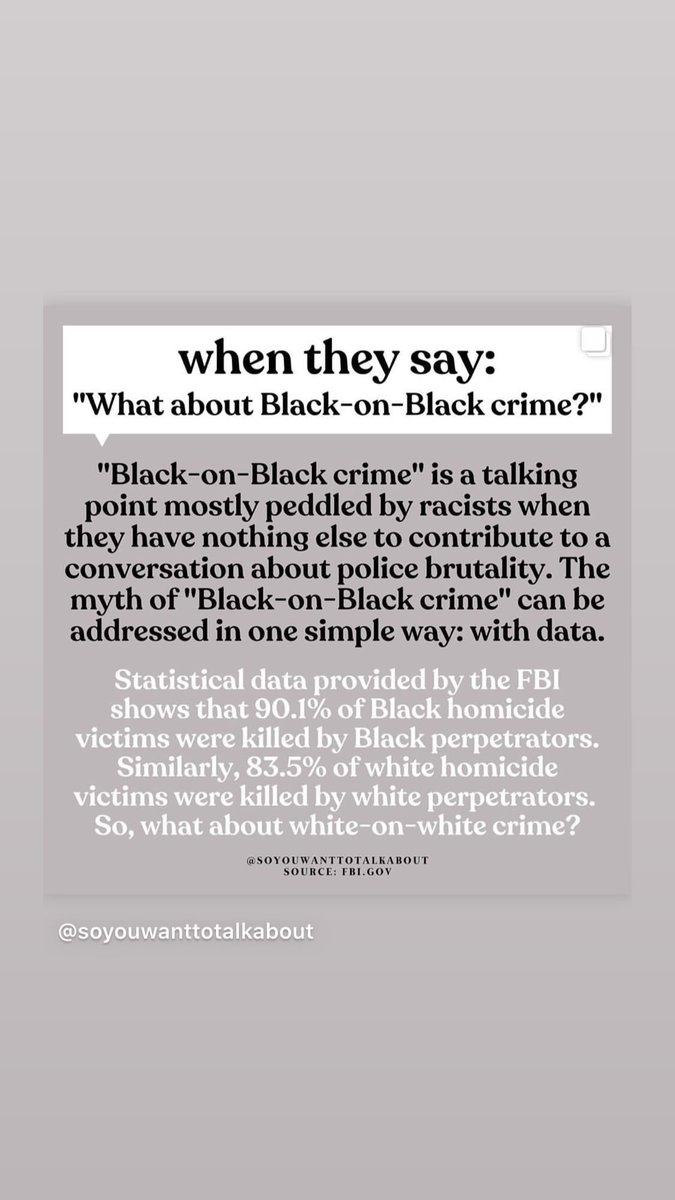Similarly, 83.5% of white homicidevictims were killed by white perpetrators.So, what about white-on-white crime?| via  @candicepatton instagram story