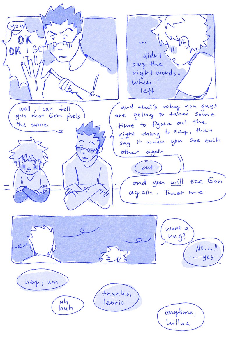 very very quick thing but leorio/killua bonding i would like to see it 