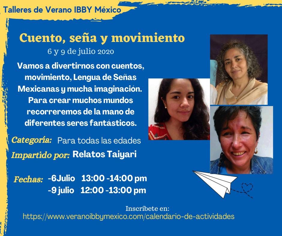 RelatosTaiyari's tweet photo. Les esperamos en el Verano Ibby 2020
@IBBYMexico @BunkoRomaC 
#IbbyMéxico #LecturaEnVozAlta #LSM #Verano https://t.co/dacSSOAtL4