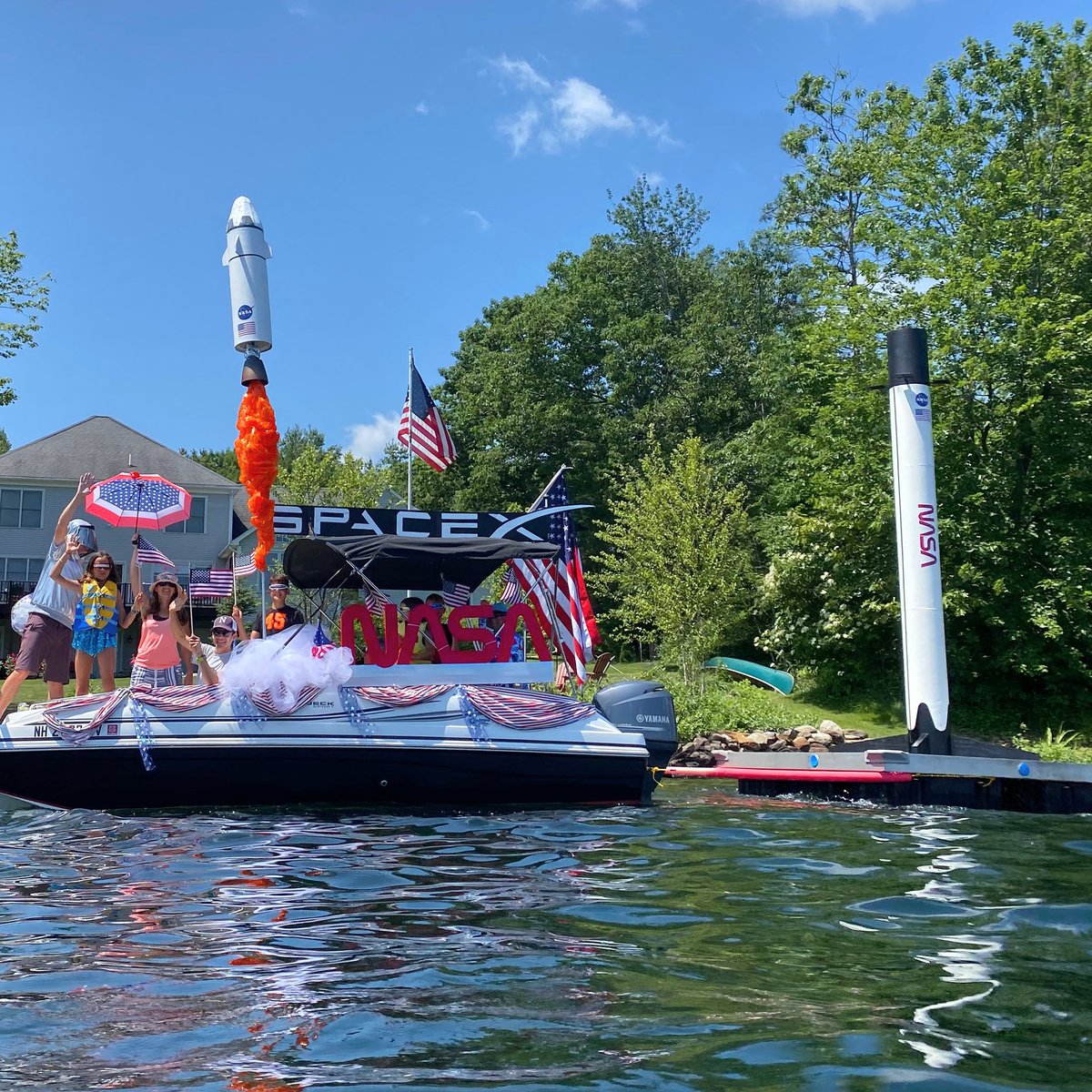 Boat Parade 2020: <a href="/SpaceX/">SpaceX</a> Demo-2. Big thanks to <a href="/elonmusk/">Elon Musk</a> for giving us something to celebrate this 4th of July! The future is fueled by freedom.