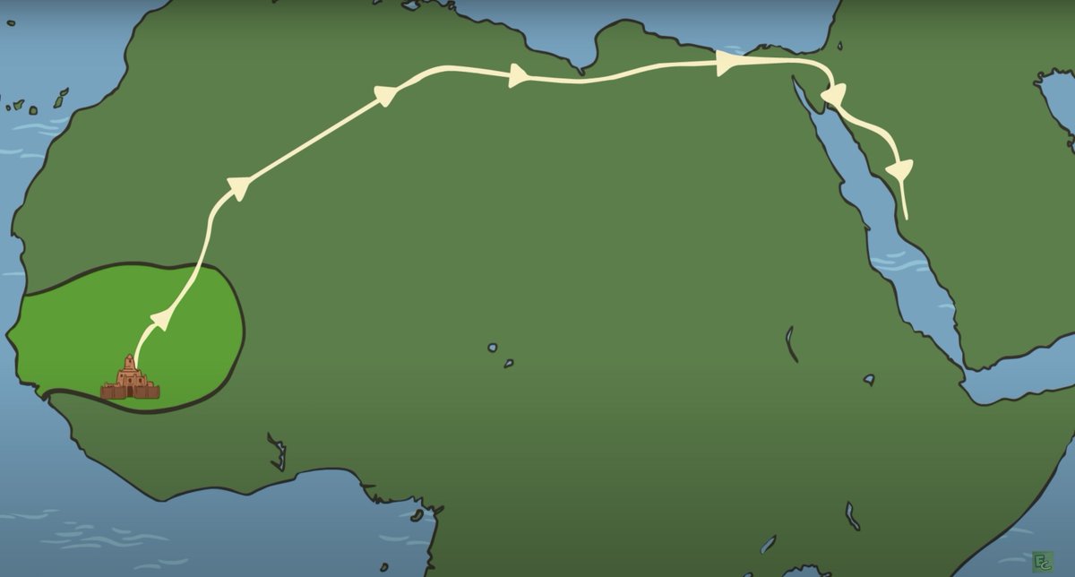 The kingdom of Mali was relatively unknown outside of West Africa so Musa, a devout Muslim, decided to fix Mali’s image when he went on pilgrimage (hajj) to Mecca in 1324. His journey (via Egypt) caused quite a stir, basically the most elaborate & expensive publicity tour.