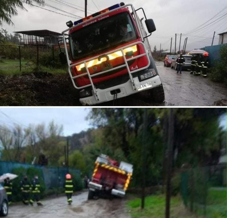 En horas de ésta tarde, cuando se atendía una emergencia en sector El Ajial y debido a las intensas lluvias y terreno blando. Nuestra unidad B2 quedó atrapada en el barro y a pesar de ser una unidad 4x4. La unidad no sufrió daños y está 100% operativa.