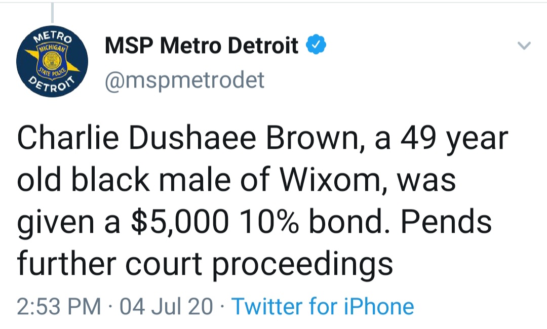 LoveDetroit00's tweet photo. Why was Charlie Dushaee Brown given a bond option when he was arraigned today for one of the charges which include INTENT TO MURDER?
This is exactly the problem with the police system and that's why we need #PoliceReformNow.
#GunControlNow
#OneVoiceGunSense
#ONEV1 https://t.co/DzhWTSrha0
