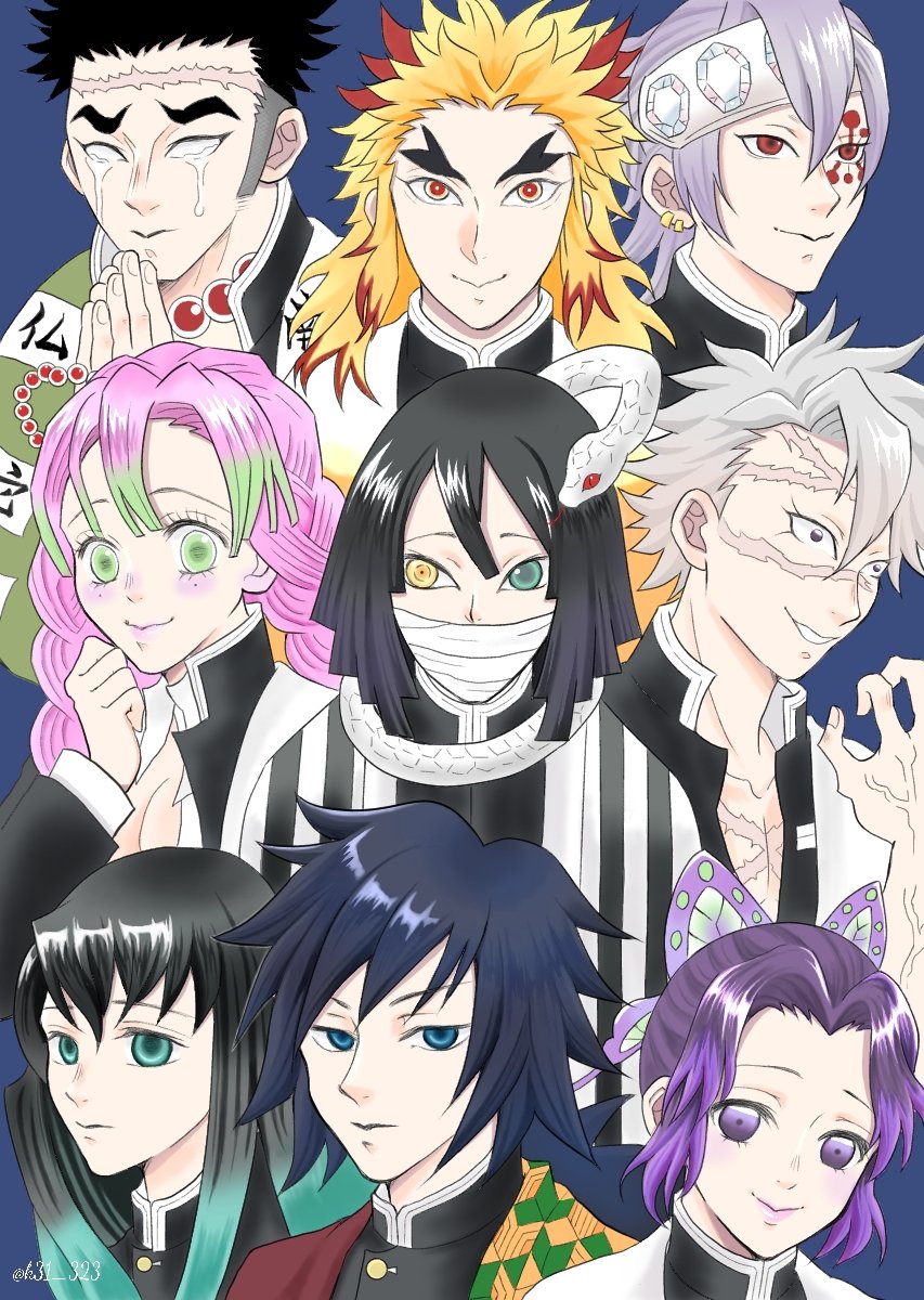 Kei 柱全員集合初描き デジ絵初心者なので色々と不慣れな感じですがご愛嬌でっ 鬼滅の刃好きさんと繋がりたい 鬼滅の刃絵描きさんと繋がりたい