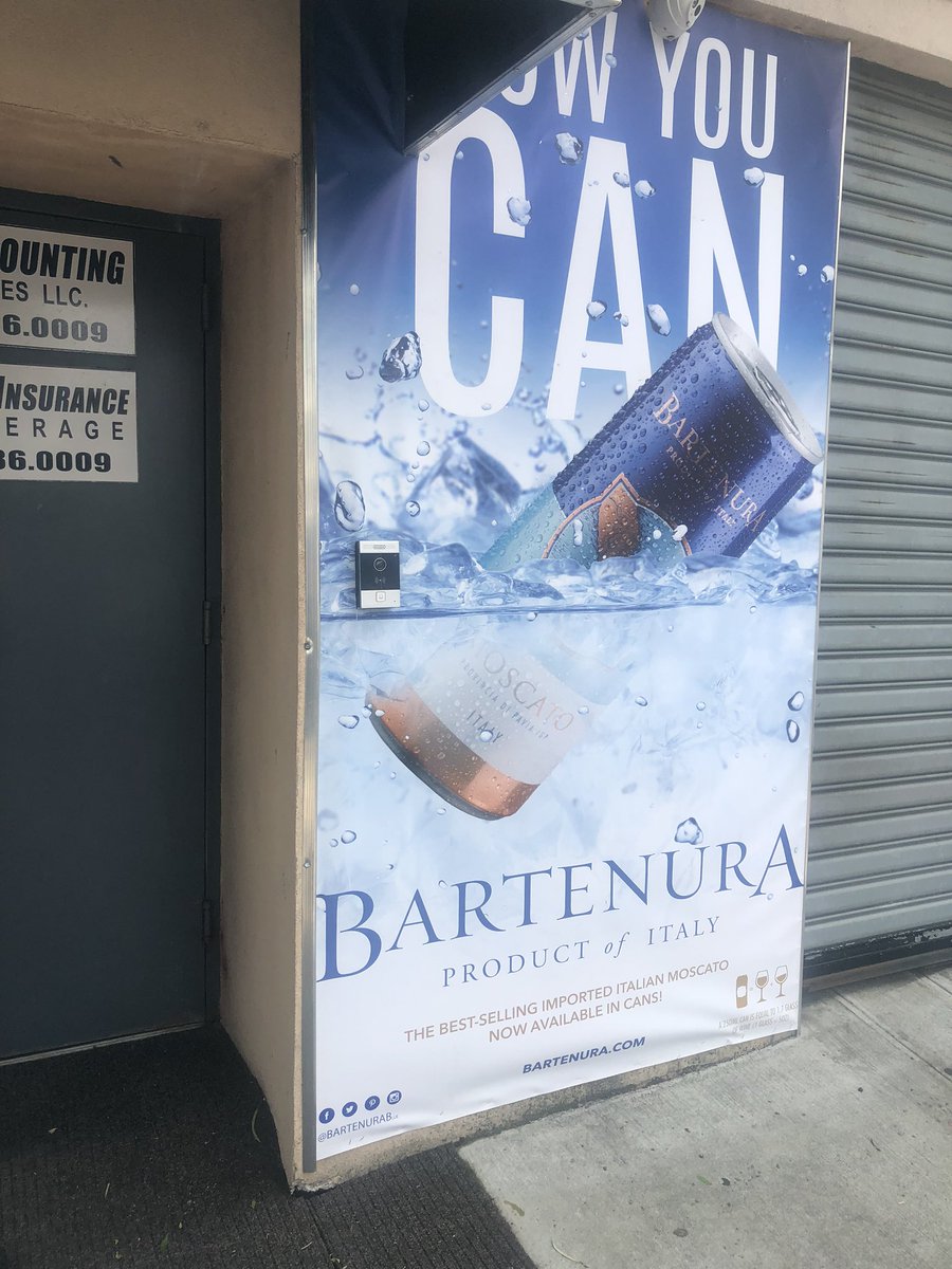 EliqueMedia's tweet photo. Wall wrap showcasing the #bartenura brand done by #eliquemedia #Advertising #Marketing #brooklyn https://t.co/ndjxneJZk3