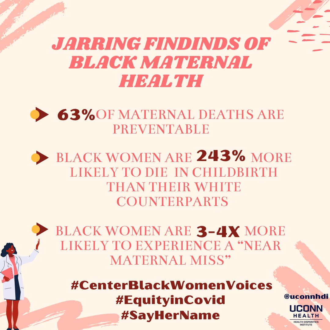 3/There is an extreme disparity in maternal mortality health for Black Women in the United States. Here are some jarring statistics, provided by Dr. Amutah- Onukagha  @PhDiva0618