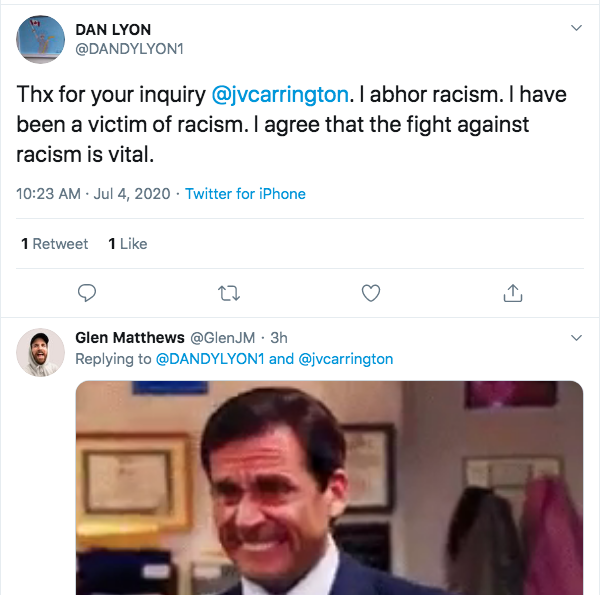 He speaks, in response to a tweet from  @jvcarrington: