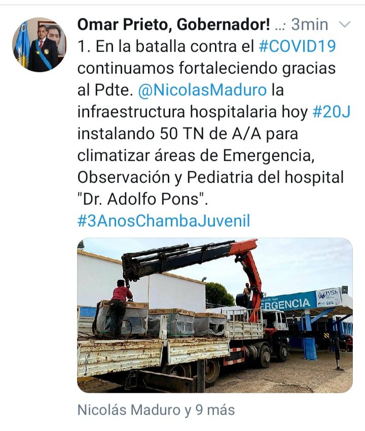 RennyDigital's tweet photo. Omar Prieto sigue trabajando en pro de la salud dotaron de plantas electricas al hospital adolfo pons @NicolasMaduro @dcabellor @VTVcanal8 @coquivacoatv @FreddyBernal @MinSaludVE @OmarPrietoGob @moisesEnlinea @anaceciliatello @LuisGarciaSF https://t.co/WkO9mzBln8