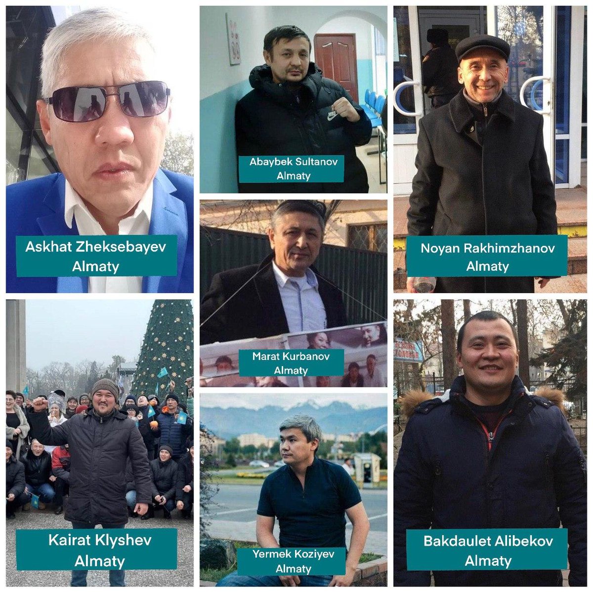 hr405kz's tweet photo. 2/4 Five activists have been convicted to illegal administrative arrest for 15 days. @EP_President  @JLMelenchon @vonderleyen @AtayevaNadejda @EmmanuelMacron 

📌Kairat #Klyshev 
📌Askhat #Zheksebayev 
📌Abaybek #Sultanov
📌Marat #Kurbanov
📌Bakdaulet #Alibekov
📌Yermek #Koziev https://t.co/0bDt0d8Sk0