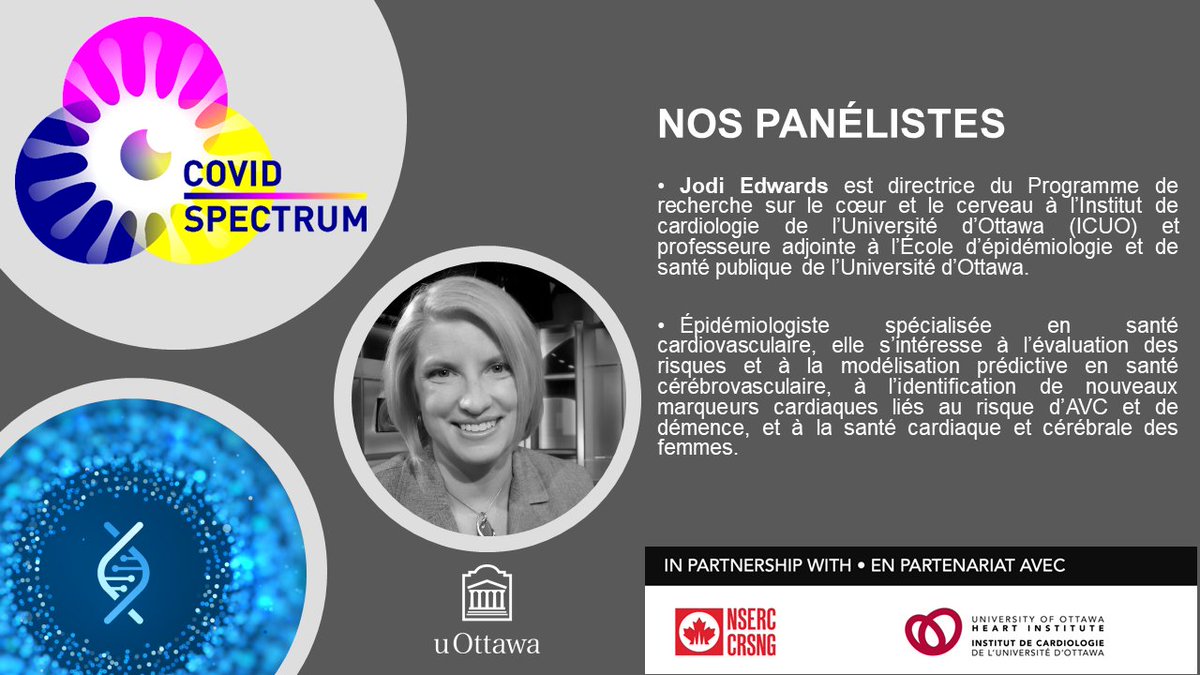 CovidSpectrum's tweet photo. 🗓 Notre prochain panel de discussion aura lieu lundi 6 juillet à midi HNE 

"Les effets de la COVID-19 sur la Recherche"

Informations &amp; Inscription⬇️
https://t.co/ficgfcRC9Q 

@HeartInstitute @uOttawa @McMasterU @Univ_Paris @NSERC_CRSNG @CIHR_IRSC

💫Découvrez nos panélistes⬇️ https://t.co/fheX98QQAP