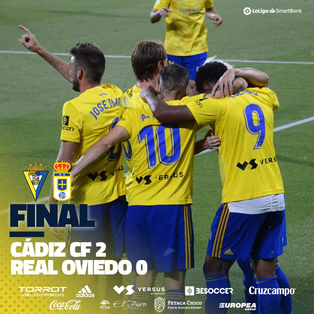 Cadiz_CF's tweet photo. 💛🔵 #CádizRealOviedo #LaLigaSmartBank 

2-0 | ¡FINAAAAAAAAL! https://t.co/c8kZgFPzit