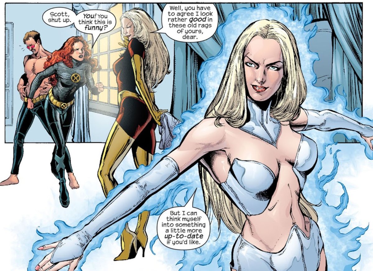 shot (the invisibles), chaser (new x-men). fanny's (who is trans) backwards dialogue reads "do you think if i dress as you, king mob will want to fuck me, darling?" this is just astounding stuff, as brilliant as it is dangerous.
