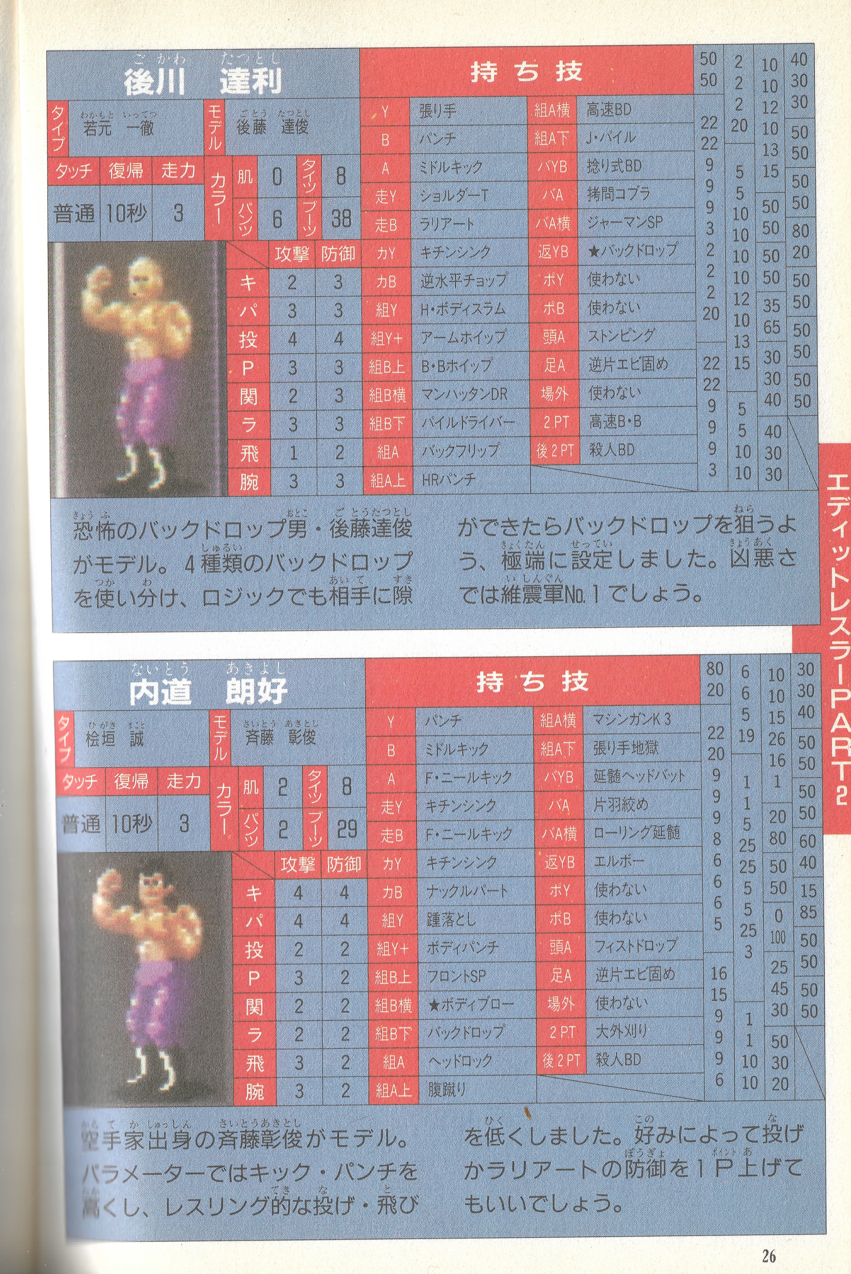 Super Fire Pro 3 Edit Book Scans Full List Critical Club Fire Pro Wrestling Universe