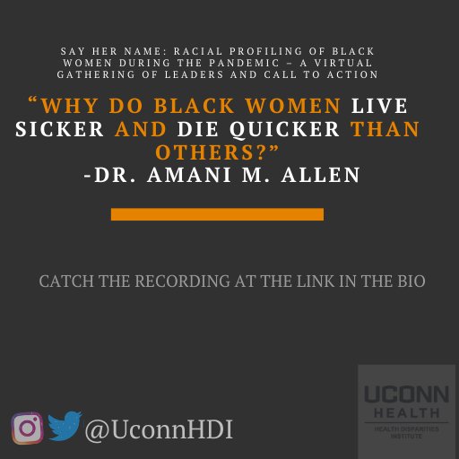 7/ Addressing health disparities amongst Black women. The personal is political.  #SayHerName  #EquityInCOVID  #RacialEquity  @DrAmaniAllen1